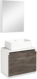 Runo Мебель для ванной Бари 50 Duo подвесная железный камень/белая – фотография-1